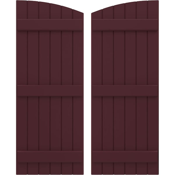 Ekena Millwork Americraft 6-Board (3 Batten) Wood Joined Board-n-Batten Shutters w/Ellipt Top, ARW401BE621X77WRH, PR ARW401BE621X77WRH - main